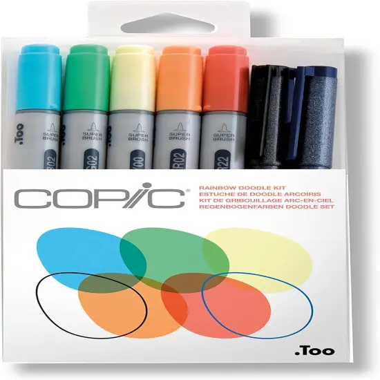 Alcohol Markers, Doodle Kit Rainbow, 5 markers + 2 pens {5}