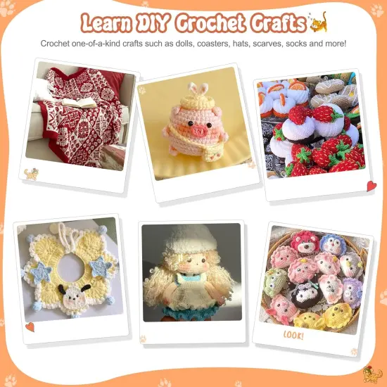 Crochet Kit Beginners Crochet Hook Set with Crochet Yarn,58PCS Portable Crochet Set Ergonomic Crochet Hooks Travel Knitting Crochet Supplies {5}