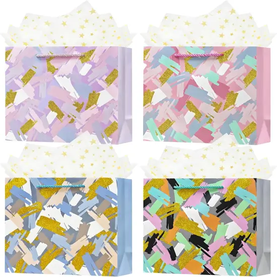 4Pcs 9.8" Small Size Gift Bag with Handles for Women Men Boy Girls Baby Kids {1}