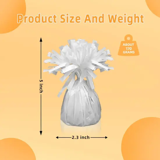 12PCS Balloon Weight Metallic Heavy Solid Balloon Pendant Pack Holder For Table Centerpieces Birthday Wedding Chrismas Party Decoration (White) {3}