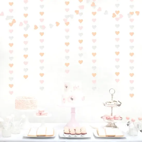 Pink-Silver Peach Birthday Party-Decorations Streamers - 52FT Hanging Heart Garland Banner,Baby Bridal Shower Engagement Anniversary Bachelorette Wedding Backdrop Decor {4}
