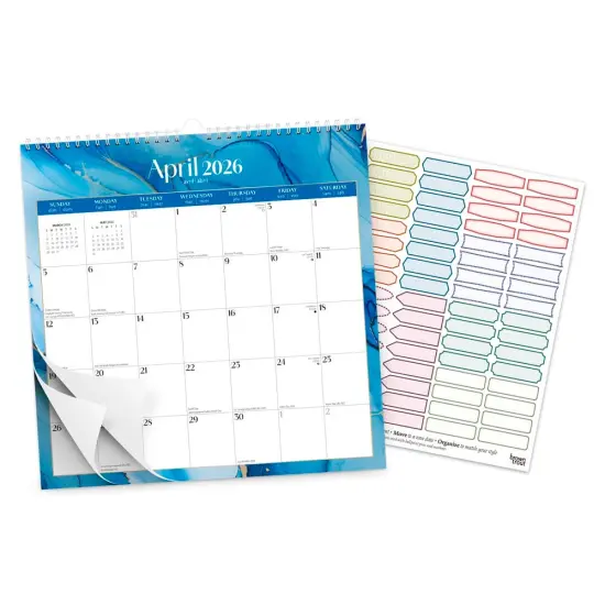 Crackled Blush | 2026 12 x 12 Inch (Hanging) 18 Months Monthly Square Wire-O Calendar | Sticker Sheet | July 2025 - December 2026 {4}