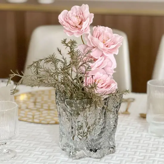 Elegant Wide Vase Clear & Black {5}