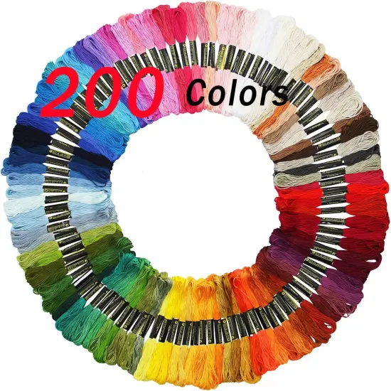 Embroidery Floss Friendship Bracelet String Cross Stitch Threads with DMC Color Numbers, 6 Strands 8.75 Yard (200 skeins) {1}