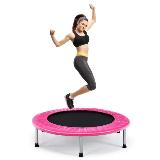 Foldable PP Trampoline with Safety Springs and 330 lbs Capacity Pink {3}