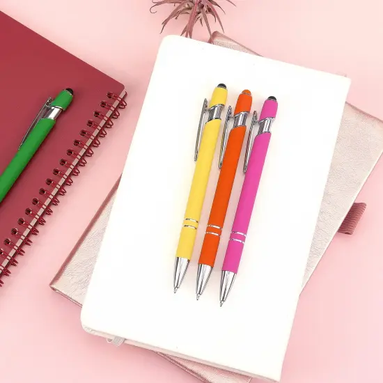 8 Pack Ballpoint Pen 2-in-1 Stylus Retractable Ballpoint Pen with Stylus tip, Metal Stylus Pen for Touch Screens, 1.0 mm Black Ink {5}