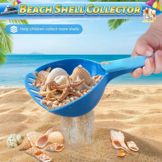 Beach Sand Toys for Kids with Collapsible Bucket and Mesh Bag, Toddlers Filter Sand Scooper Mesh Shovel Cover for Collecting Shells, Castle Molds, 16 Pcs Beach Essentials Toys for Summer Outdoor Beach {4}