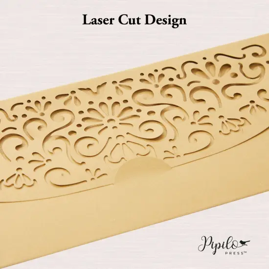 Gold Money Envelopes for Cash Gifts, Laser Cut Holders for Currency for Wedding, Birthday (6.8x3.3 In, 36 Pack) {4}