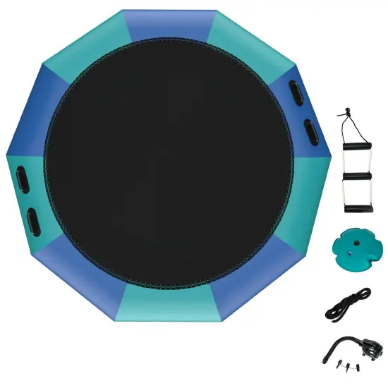 PVC Inflatable Water Trampoline with Large Bouncing Area Blue {3}