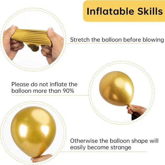 129pcs Latex Balloon Metallic Gold Balloons Different Sizes 18 12 10 5 Inch {3}