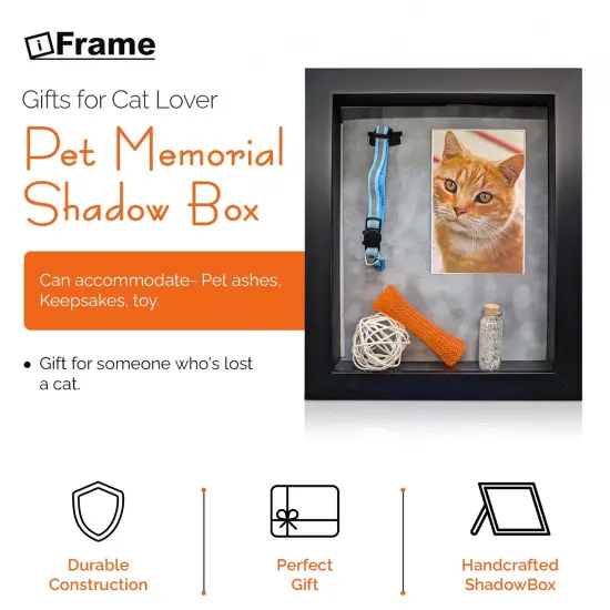 iFrame Pet Memorial Shadow Box and Pets Picture Frame for 4"x6" Photo | Pets Memorial Gifts for Pets Lover | Pet Collar, Pet Ashes Keepsake, Toys & Gift for Someone Who Lost A Pet | Made in USA {10}