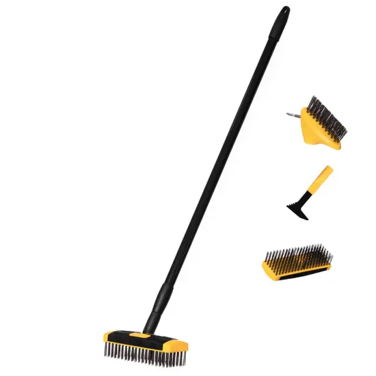 Gardenised 4-in-1 Durable Crack Weeder, Scraper, Moss & Debris Remover, and Cleaning Brush with 2 Replaceable Bristle Heads for Lawn, Patio, Driveway, Exterior Wall, and Yard Maintenance {1}