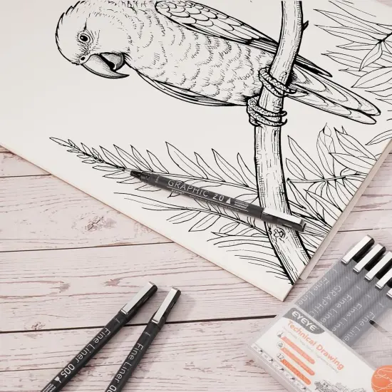 Micro Fineliner Pens, Black Drawing Art Pens,12 Archival Pen Waterproof Ink Set Artist Supplies Archival Inking Markers Sketch Outline Pen, Precision Drawing and Sketching Kit {4}