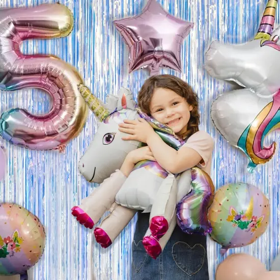 2 Pack Iridescent Party Backdrop Decorations Tinsel Curtain Birthday Decorations Foil Fringe Photo Booth Streamer Backdrop Iridescent Theme {2}