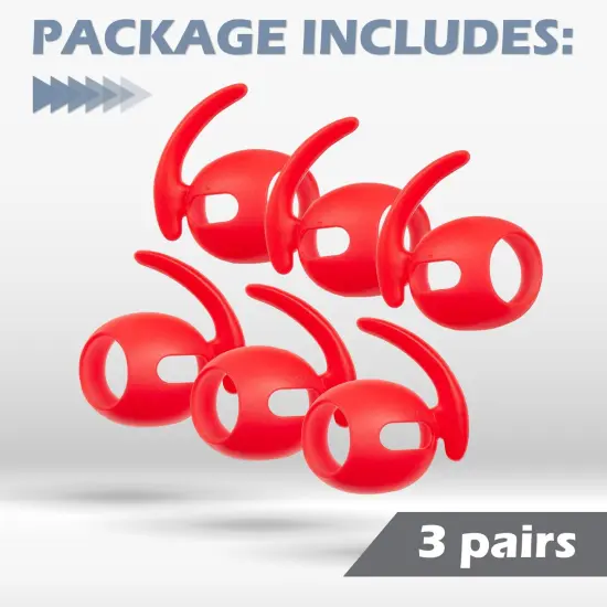 Insten 3 Pairs Ear Hooks Compatible with AirPods Pro 2019 Earbuds, Anti-Lost EarHooks Accessories, Comfortable Soft Silicone Covers, with Storage Box (Not Fit in Charging Case) Red {6}