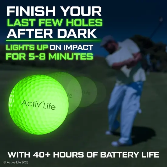 LED Golf Balls (3 Green) Best Glow in the Dark Golfer Gifts for Men and Women Night Golfing Unique Novelty Cool Birthday Dad Presents Light Up Fun Stuff Trick Gadgets {2}