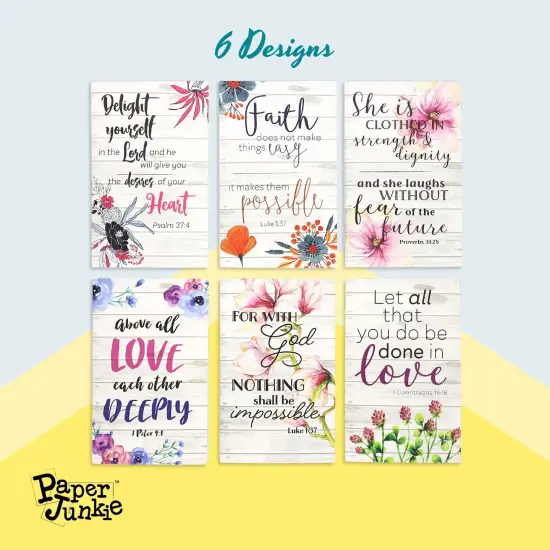 6 Pack Prayer Journals for Women - 5x8 Christian Notebooks Bulk with Inspirational Bible Verse Scripture (Floral Designed, 80 Pages) White {6}
