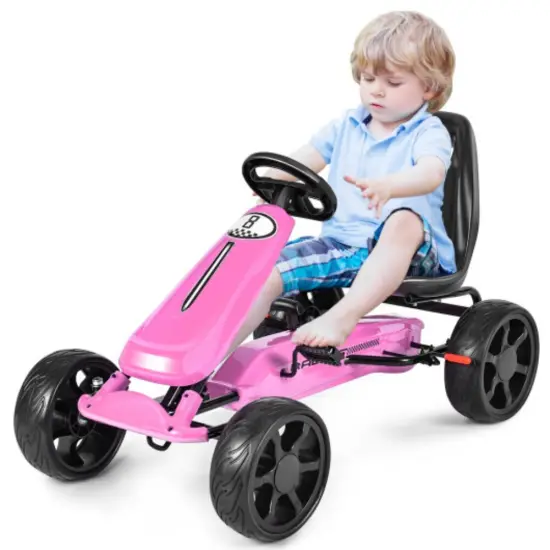 Outdoor Kids Pedal Powered Riding Kart Car 4 Wheel Perfect Gift for Birthdays or Christmas Blue {6}