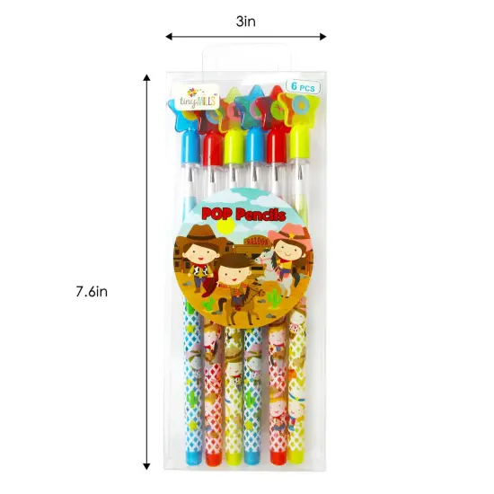Western Cowboys & Cowgirls Stackable Multi Point Pencils - Set of 6 {4}