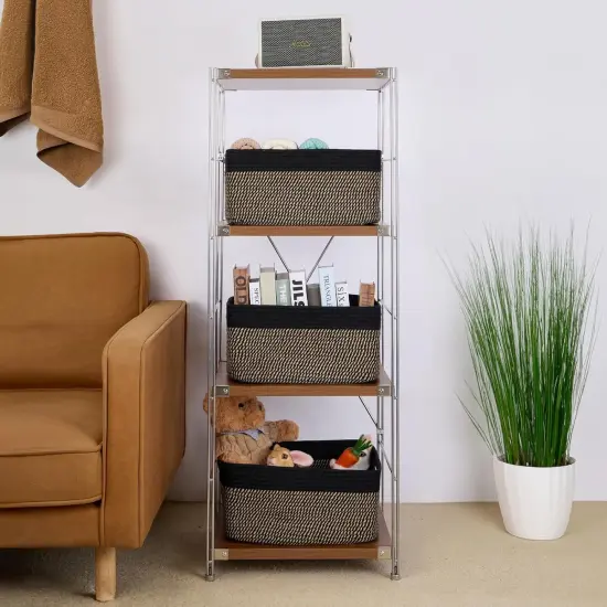 Summer Storage Baskets for Shelves, Closet Organizers Bins for Clothes Blanket Towels, Baby Nursery, Toy Baskets Box, Woven Rope Baskets, 17 x 13 x 7.5&rdquo;, 2 Packs Woven Brown {3}