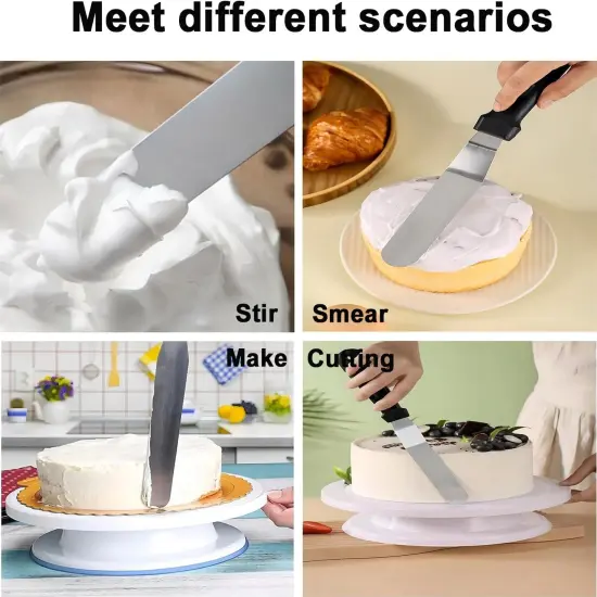 6" Small Angled Icing Spatula, Professional Food Grade Stainless Steel Cake Spatula with Sturdy & Durable Handle, Ideal for Frosting & Decorating Cakes, Baking {4}