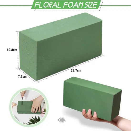 6 Pcs Floral Foam Blocks for Flower Arrangement (Larger Size 9&rdquo; Lx4.3&rdquo; Wx3&rdquo; H) Wet and Dry Green Floral Foam for Wedding, Birthdays, Home Decorations {3}
