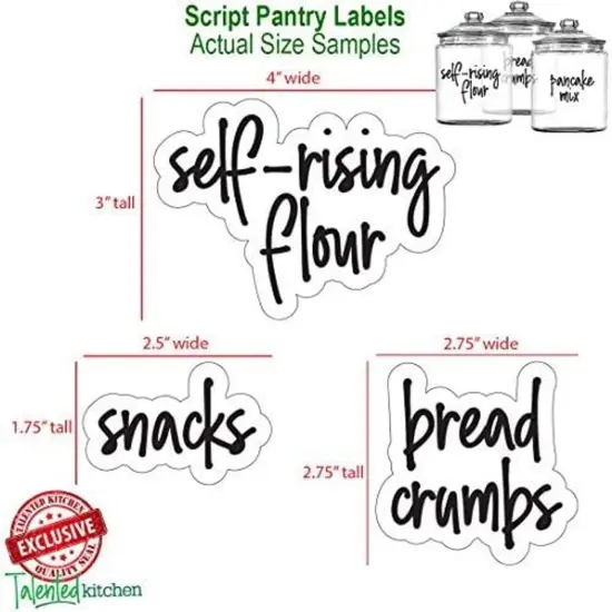 Talented Kitchen 170 Keto Kitchen Pantry Labels for Food Storage Containers, Removable Black Script on Clear Stickers for Organizing Ingredients (Water Resistant) {5}