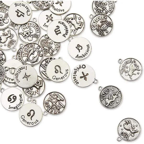 Bright Creations Zodiac Sign Charms for Jewelry Making (Silver, 72 Pieces) {3}