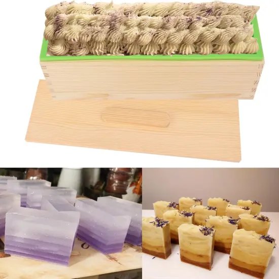 Artisan Soap Making Loaf Mold Box - 4 Pack 42oz Premium Silicone Molds With Wooden Lid - Green, Flexible, Heat Resistant for Large Homemade Soaps {3}