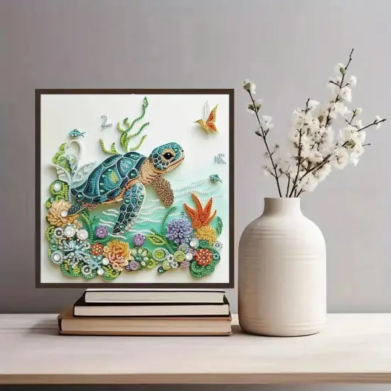 Sea Turtle Animal Special Shape Diamond Art Kits for Adults,5D Diamond Painting Kits for Beginner,DIY Diamond Crystal Rhinestones Painting Kits for Home Wall Decor Gift 11.8 X 11.8inch {4}