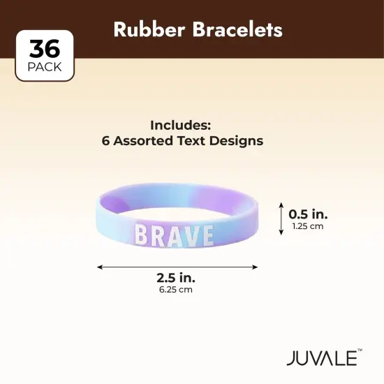 36 Pack Inspirational Rubber Bracelets, Motivational Silicone Wristbands, Tie Dye Party Favors for Kids and Adults Purple {3}