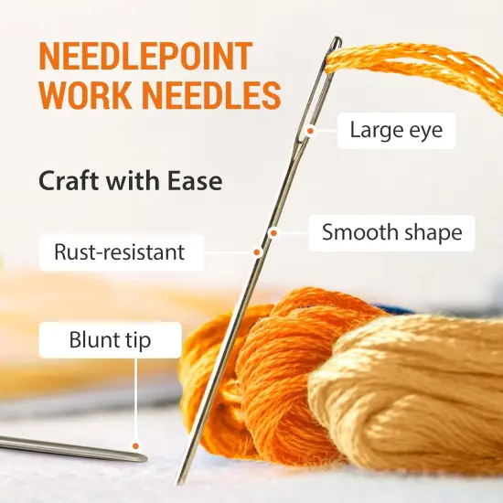 Large Eye Blunt Tapestry Needles (Pack of 50) - 5 Sizes with 5 Storage Tubes - Perfect for Darning, Embroidery, Cross-Stitching, Needlepoint, Crafting, Knitting, Weaving, and DIY {3}