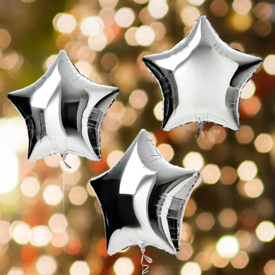18" Star Foil Mylar Balloons - Party Decorations, Silver, 10 Pieces {4}