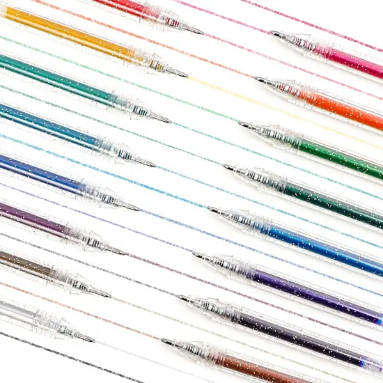 Glitter Gel Ink Pens, Vibrant Glitter Gel Pens Set, Spark Your Creativity with Every Color of the Rainbow (18 Colors Capped Glitter Gel Pens) {2}