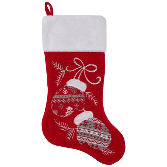 Northlight 20.5-Inch Red and White Winter Mittens Embroidered Christmas Stocking {3}