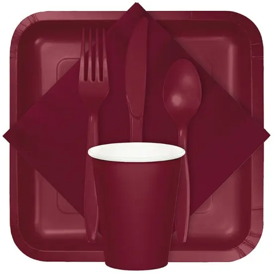 288 pc Bulk Burgundy Assorted Plastic Cutlery {3}