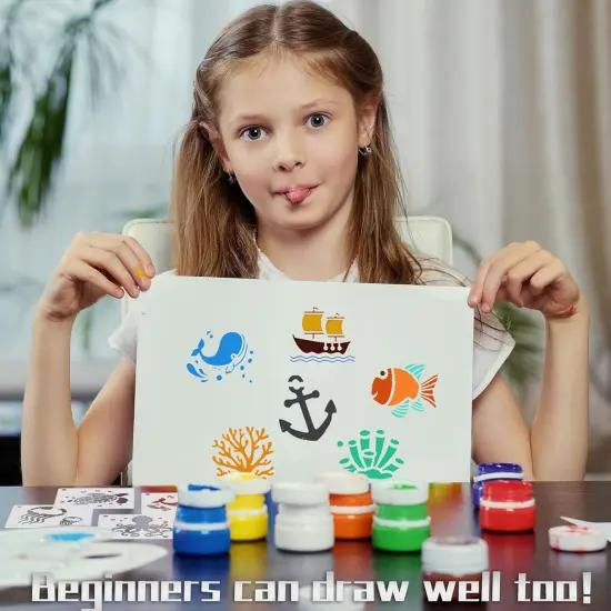 Summer Stencils for Painting, 20PCS 3 Inch Plastic Beach Stencils for Crafts Reusable, Small Stencils for Painting on Wood Canvas Rock, Funny Sea Life Stencils for Home Decor & DIY Projects {5}