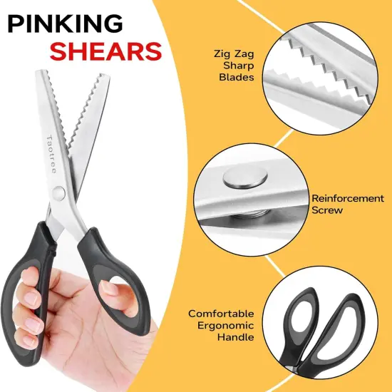 9.5" Fabric Scissors Pinking Shears, Zig Zag Craft Decorative Edge {2}
