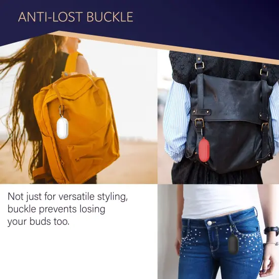 For Galaxy Buds+ / Buds Case, Protective Silicone Cover with Carabiner Keychain Compatible with Samsung Galaxy Buds+ Plus 2020 Buds 2019 Wireless Earbuds, Carmine Red by Insten {6}