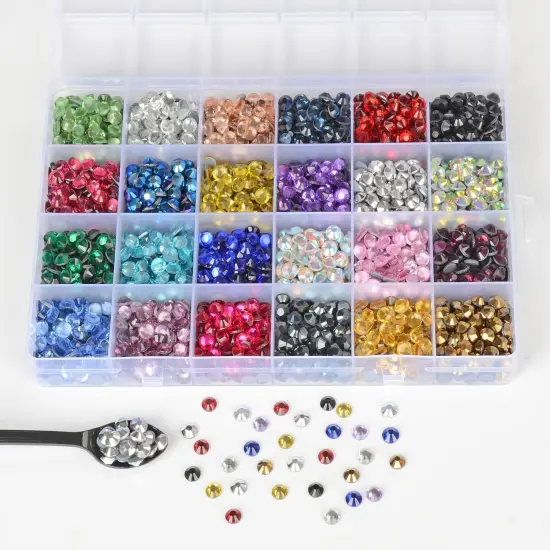 Glass Hotfix Rhinestones Bulk SS30 2880pcs 24 Colors Hotfix Crystal Flatback Rhinestones for Crafts Clothes with Tweezers and Wax Pencil Kit {4}
