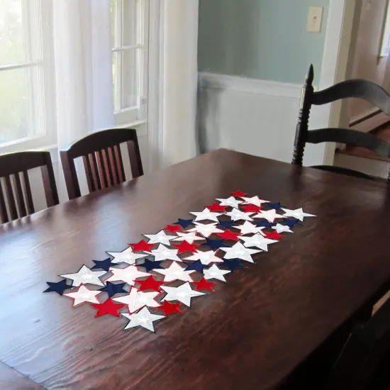 Americana July 4th Celebration Fabric Cutwork Table Runner (Stars Cutwork Runner) {3}