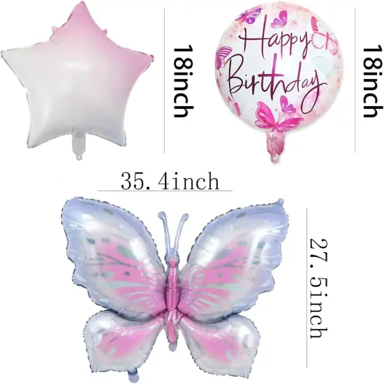 Butterfly Birthday Party Decorations Butterfly Foil Balloons for Kids Birthday Party Decoration Supplies {3}