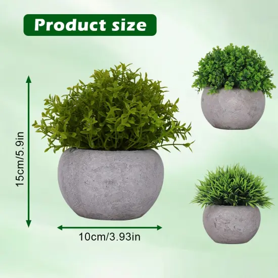 3pcs Mini Artificial Potted Plants &ndash; Realistic Fake Greenery Set in Decorative Pots, Small Faux Plants for Indoor Home & Desk Decor, No Maintenance {2}