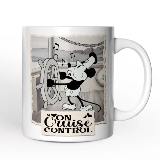 Funny Mouse On Cruise Control Mug, Classic Steamboat Willie Gift {1}