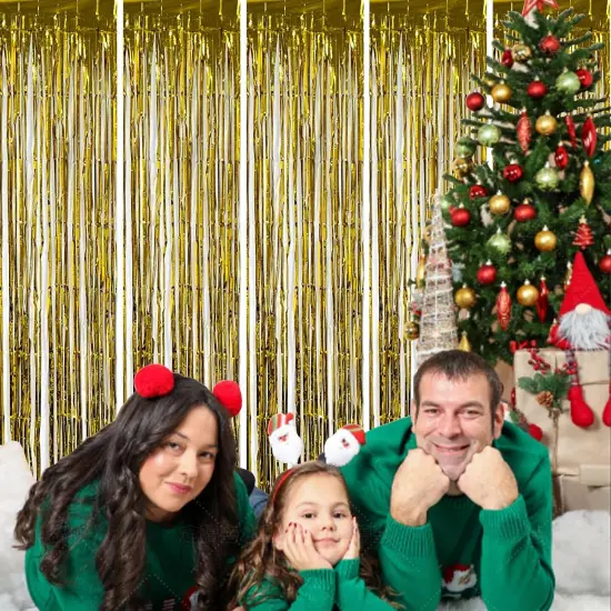 5 Pack Silver Foil Curtain Backdrop Metallic Tinsel Foil Fringe Curtains Photo Booth Props for Birthday Wedding Engagement Bachelorette Christmas Holiday Celebration Party Decorations Supplies {5}