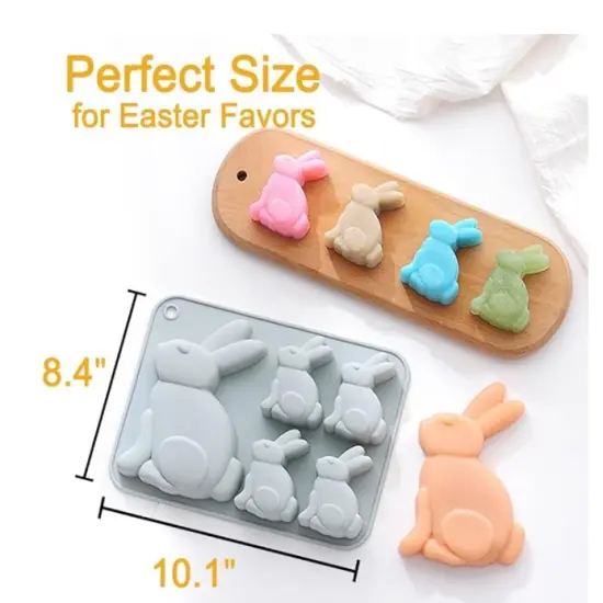 Easter Bunny Chocolate Molds Set, 3D Cute Easter Bunny Silicone Mold for Baking Easter Treats Chocolate, Cake, Jelly, Fudge, Pudding {1}