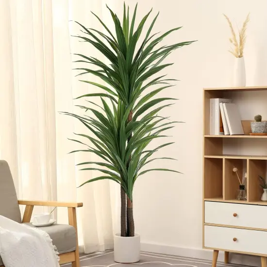 Dracaena Silk Plant Corn Stalk 6ft Tall Faux Plants Indoor Large Fake Plants Potted Yucca Tree Tropical Floor Plants Artificial Silk Palm Trees for Home Office Store Decor Housewarming Gift {1}