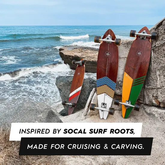 Magneto 40-inch Pintail Cruiser Longboard Skateboard - Hard Maple Core Long Board Deck - Ideal for Commuting, Cruising, Carving - Suitable for Kids Ages 3-14 (Classic) Multicolor {6}