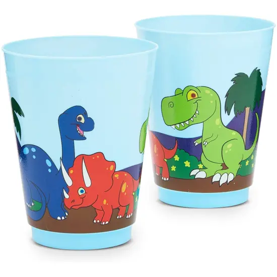 16 Pack Plastic Dinosaur Cups for Kids, Cartoon Dino Party Favors for Birthday Party Supplies (16 oz) Multicolor {5}