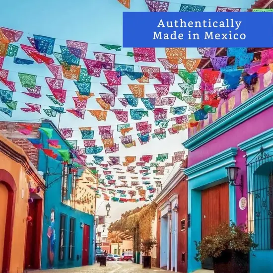 Mexican Party Banners (5 Pack with 10 Plastic Flags per Banner) - Papel Picado Mexicano Para Fiesta - Plastic Papel Picado - Fiesta Themed Party Decorations - Mexican Decor {5}